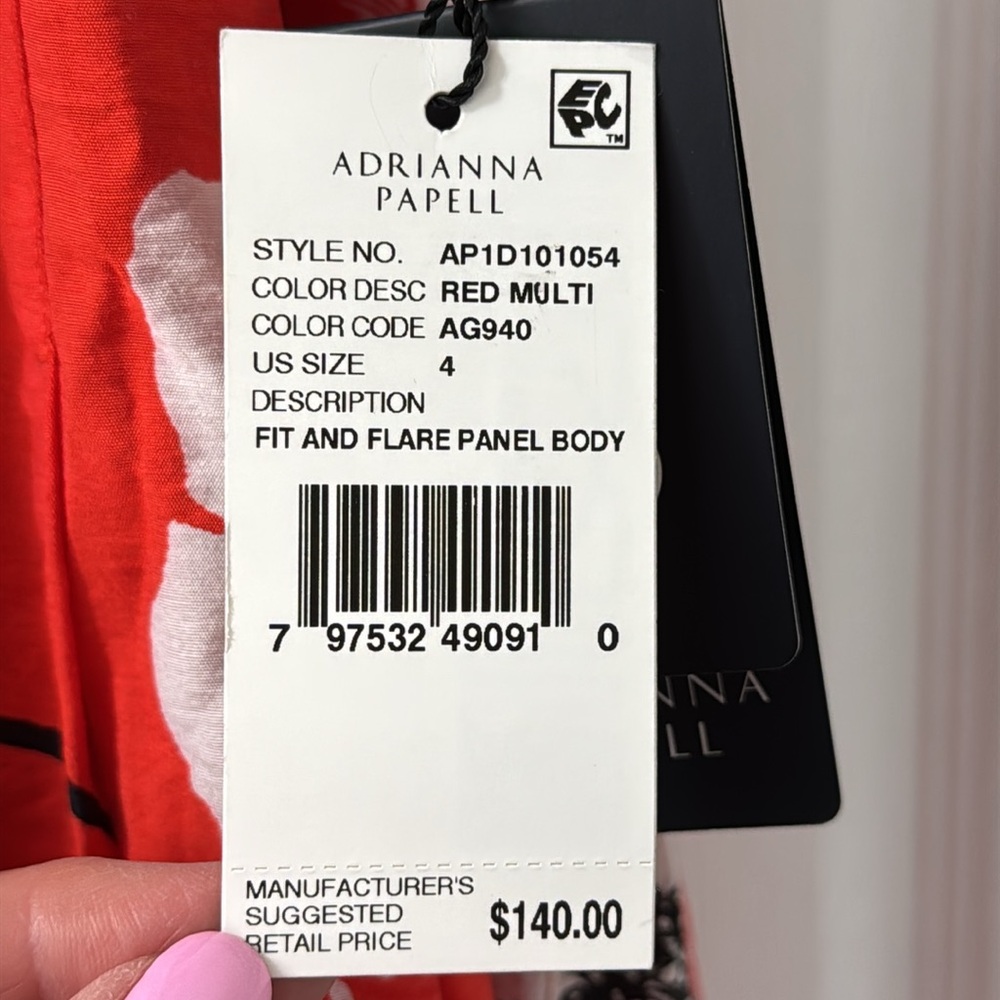 ADRIANNA PAPELL Fit & Flare Red/Orange Floral Dress Size 4 New With Tags! - Picture 6 of 8